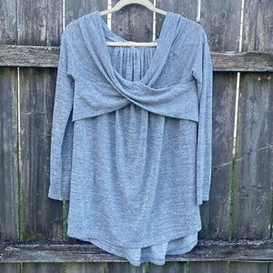 Polagram Gray Thin Knit Cowl Wrap Sweater | M